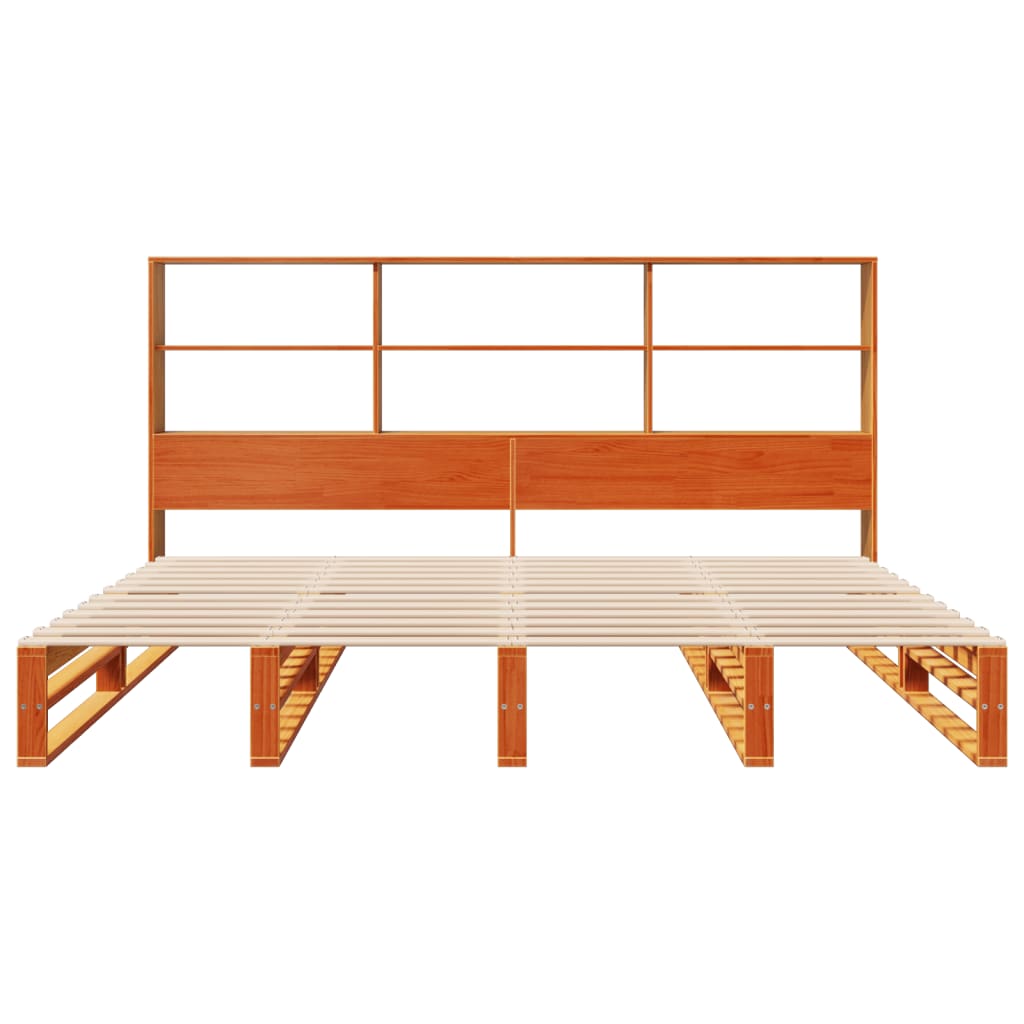 vidaXL Bookcase Bed without Mattress Wax Brown 200x200 cm Solid Wood