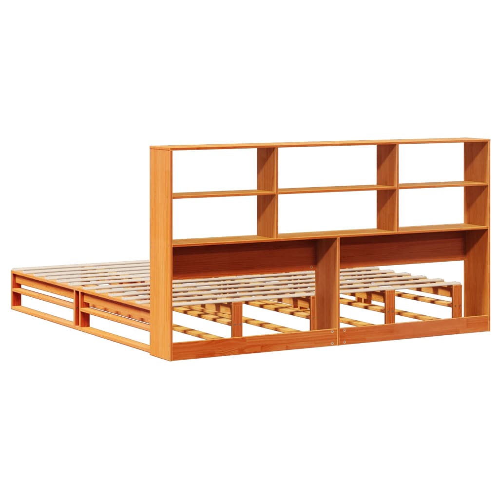 vidaXL Bookcase Bed without Mattress Wax Brown 200x200 cm Solid Wood