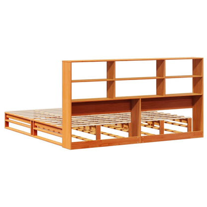 vidaXL Bookcase Bed without Mattress Wax Brown 200x200 cm Solid Wood