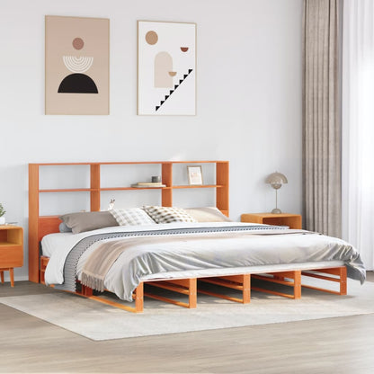 vidaXL Bookcase Bed without Mattress Wax Brown 200x200 cm Solid Wood
