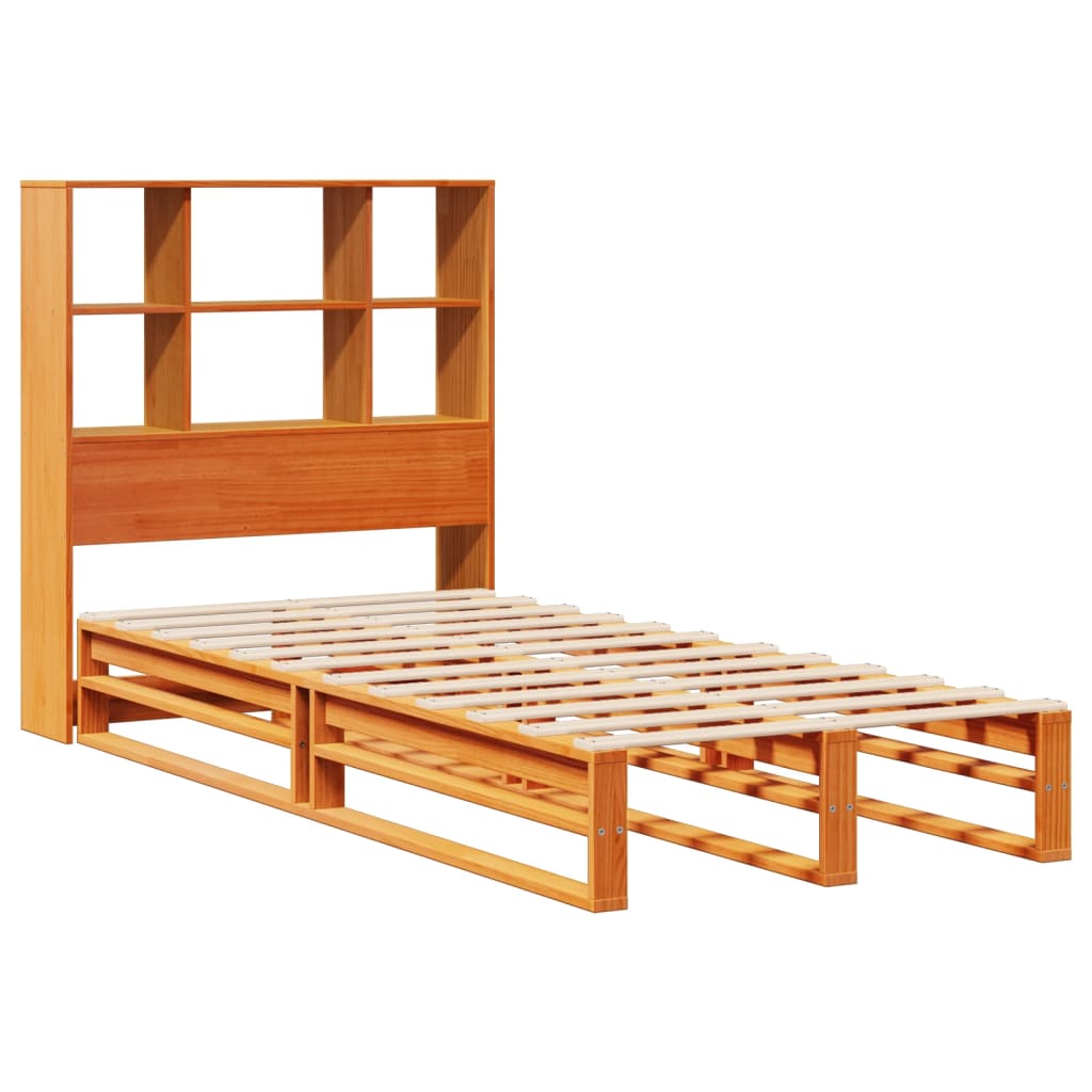 vidaXL Bookcase Bed without Mattress Wax Brown 75x190 cm Small Single Solid Wood