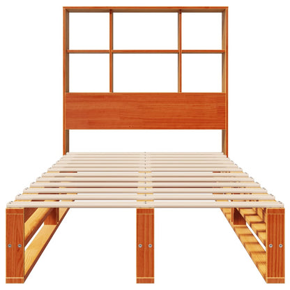 vidaXL Bookcase Bed without Mattress Wax Brown 75x190 cm Small Single Solid Wood