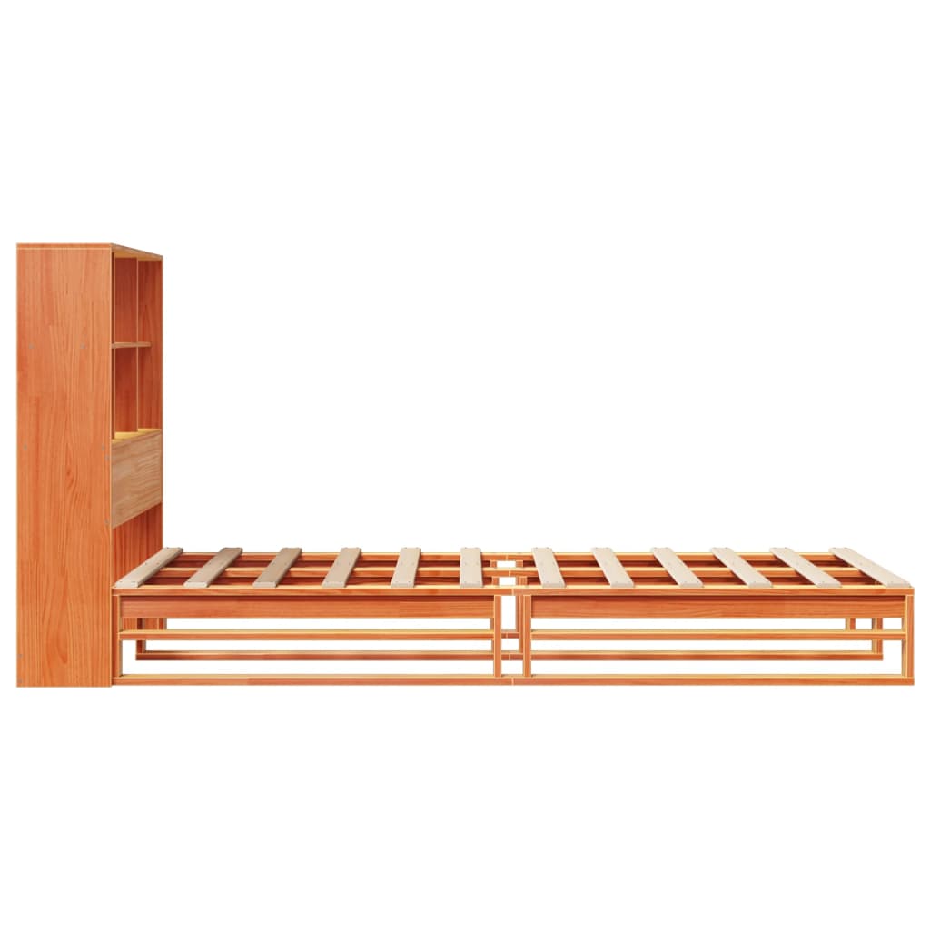 vidaXL Bookcase Bed without Mattress Wax Brown 75x190 cm Small Single Solid Wood