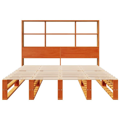 vidaXL Bookcase Bed without Mattress Wax Brown 140x190 cm Solid Wood