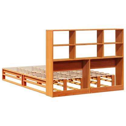 vidaXL Bookcase Bed without Mattress Wax Brown 140x190 cm Solid Wood