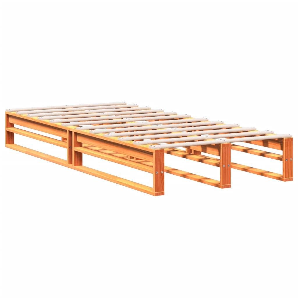 vidaXL Bookcase Bed without Mattress Wax Brown 100x200 cm Solid Wood Pine