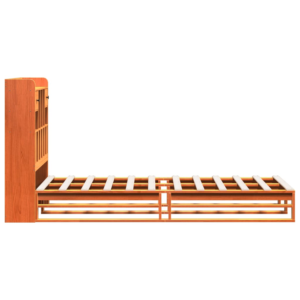 vidaXL Bookcase Bed without Mattress Wax Brown 100x200 cm Solid Wood Pine