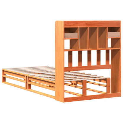 vidaXL Bookcase Bed without Mattress Wax Brown 100x200 cm Solid Wood Pine