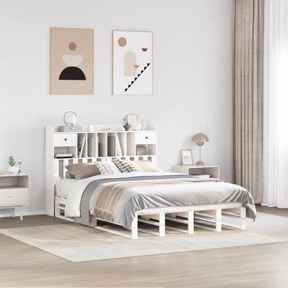 vidaXL Bookcase Bed without Mattress White 140x200 cm Solid Wood Pine