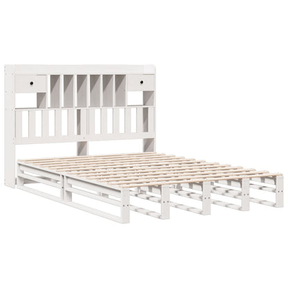 vidaXL Bookcase Bed without Mattress White 150x200 cm King Size Solid Wood Pine