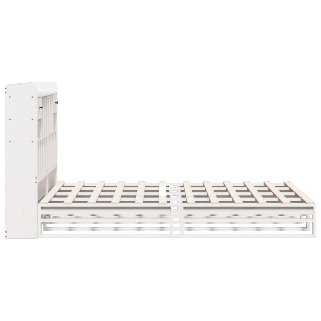 vidaXL Bookcase Bed without Mattress White 150x200 cm King Size Solid Wood Pine