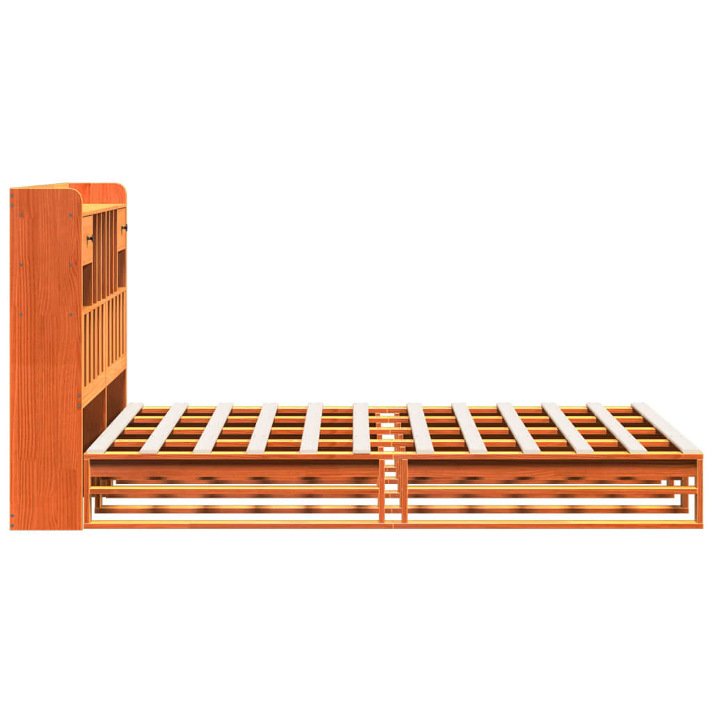 vidaXL Bookcase Bed without Mattress Wax Brown 160x200 cm Solid Wood Pine