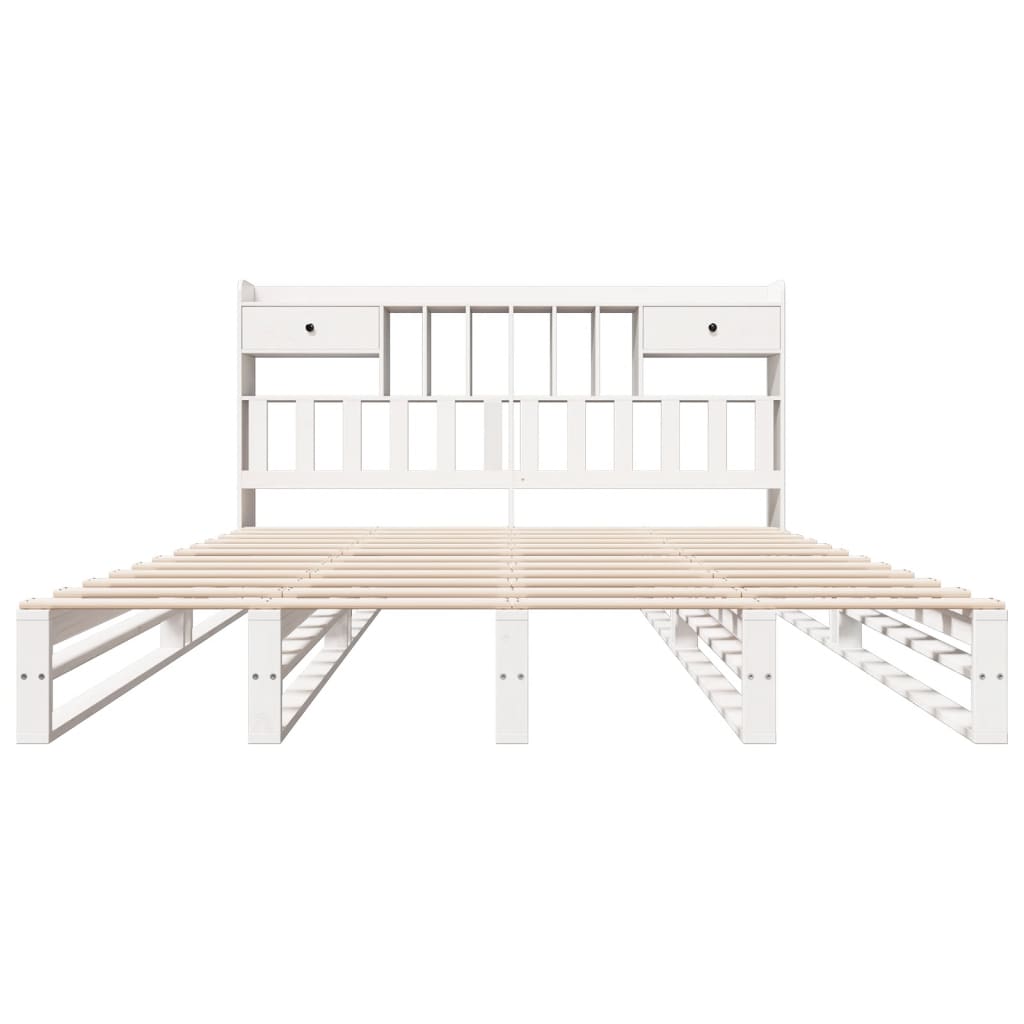 vidaXL Bookcase Bed without Mattress White 180x200 cm Super King Solid Wood Pine