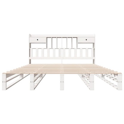 vidaXL Bookcase Bed without Mattress White 180x200 cm Super King Solid Wood Pine