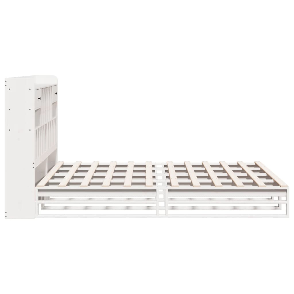 vidaXL Bookcase Bed without Mattress White 180x200 cm Super King Solid Wood Pine
