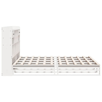 vidaXL Bookcase Bed without Mattress White 180x200 cm Super King Solid Wood Pine