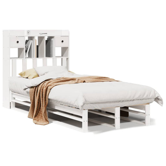 vidaXL Bookcase Bed without Mattress White 75x190 cm Small Single Solid Wood Pine