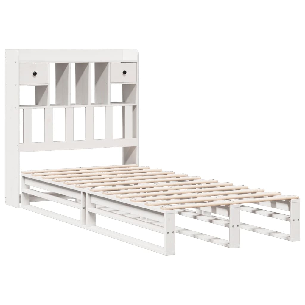 vidaXL Bookcase Bed without Mattress White 75x190 cm Small Single Solid Wood Pine
