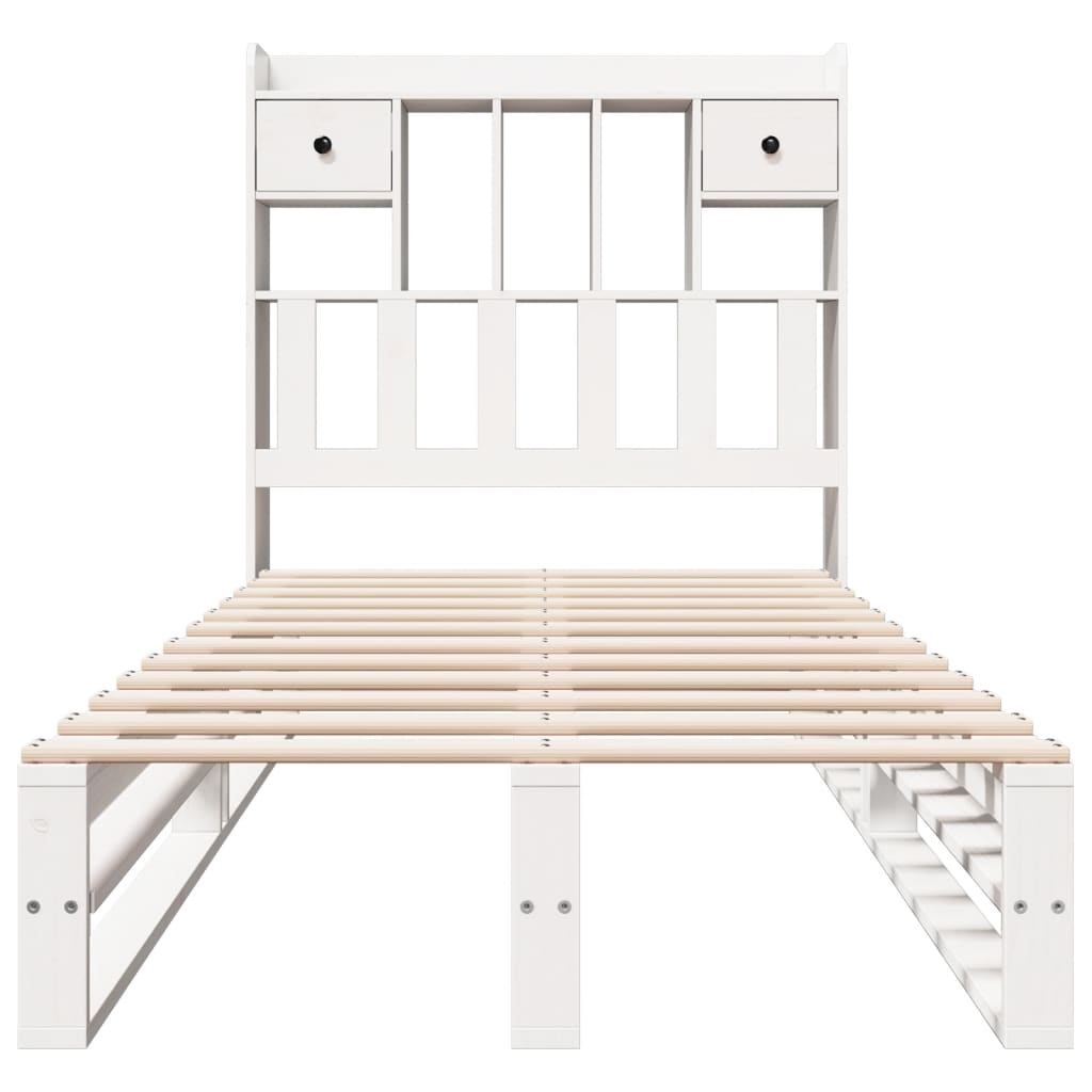 vidaXL Bookcase Bed without Mattress White 75x190 cm Small Single Solid Wood Pine