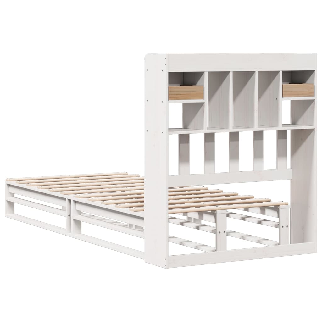 vidaXL Bookcase Bed without Mattress White 75x190 cm Small Single Solid Wood Pine