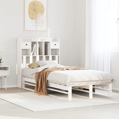 vidaXL Bookcase Bed without Mattress White 75x190 cm Small Single Solid Wood Pine
