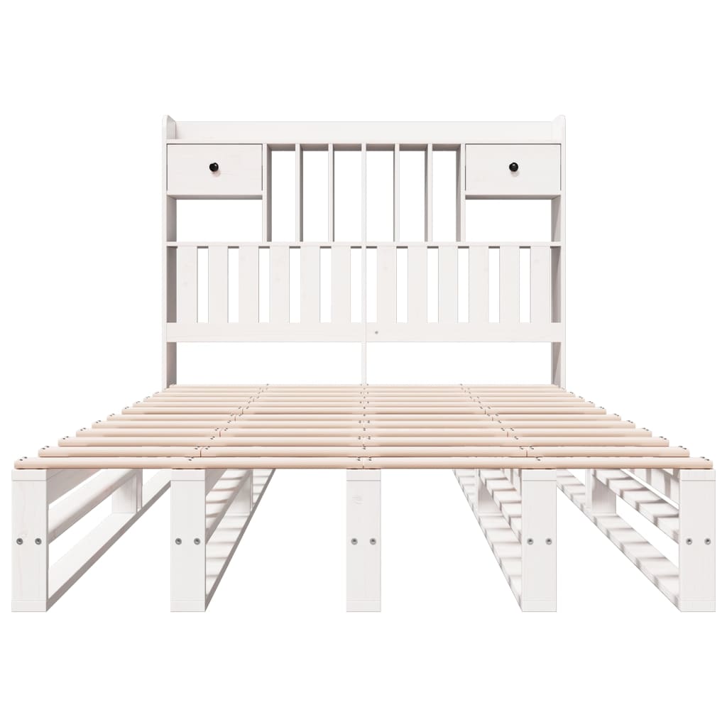 vidaXL Bookcase Bed without Mattress White 135x190 cm Double Solid Wood Pine