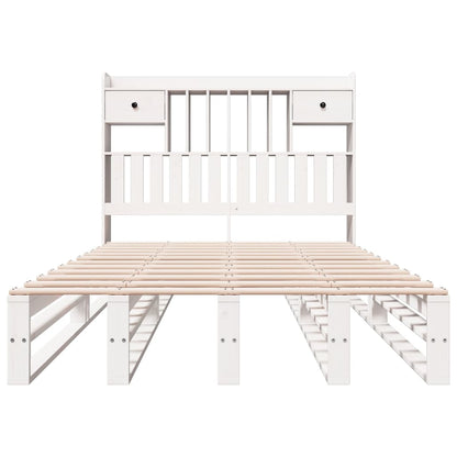 vidaXL Bookcase Bed without Mattress White 135x190 cm Double Solid Wood Pine