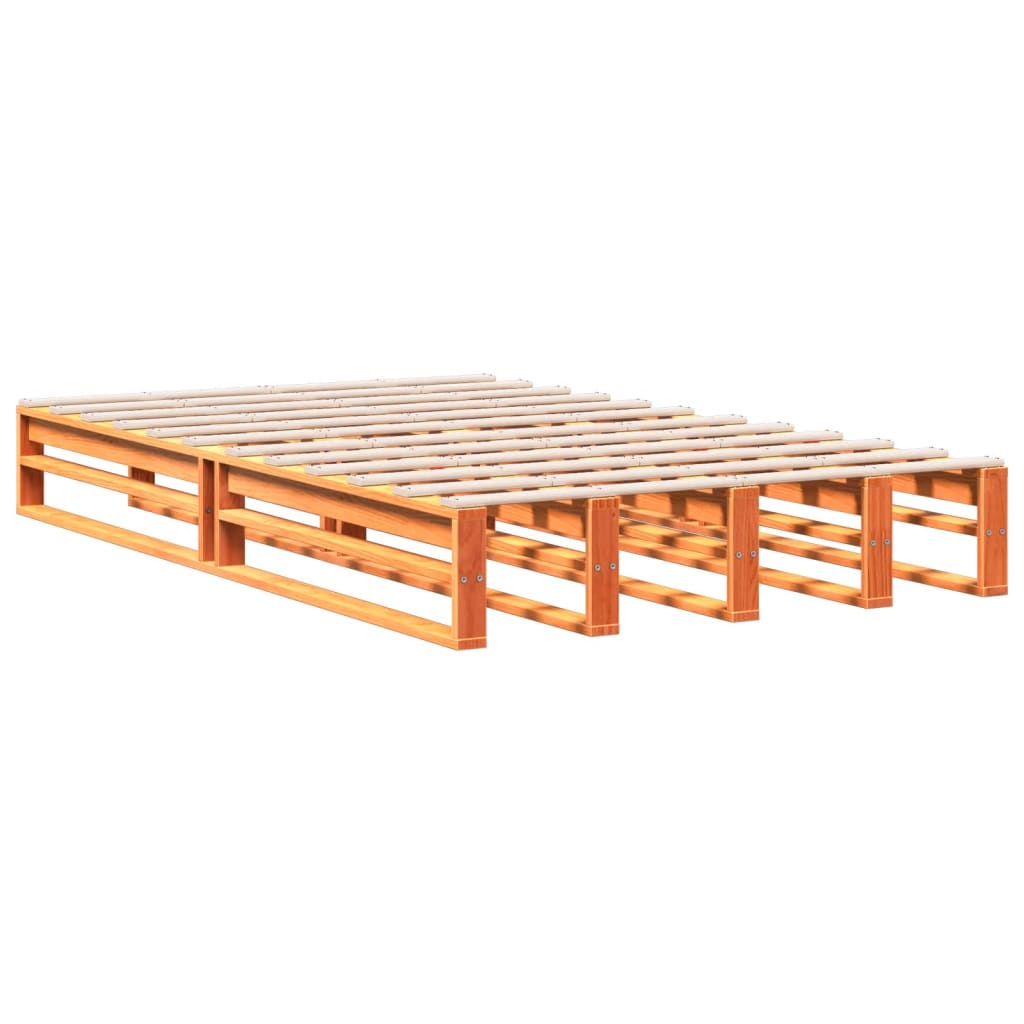 vidaXL Bookcase Bed without Mattress Wax Brown 135x190 cm Double Solid Wood Pine