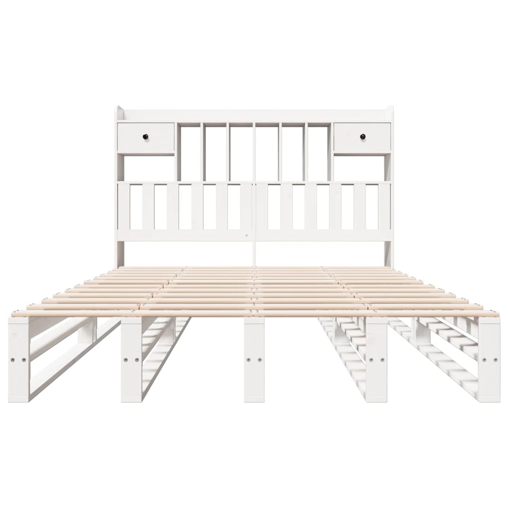 vidaXL Bookcase Bed without Mattress White 140x190 cm Solid Wood Pine