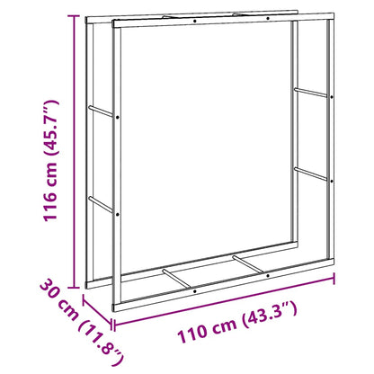 vidaXL Firewood Rack Black 110x30x116 cm Steel