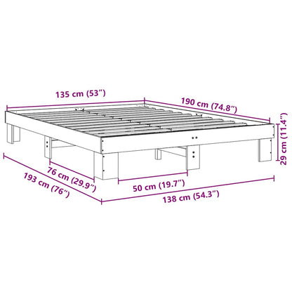vidaXL Bed Frame without Mattress 135x190 cm Solid Wood Oak