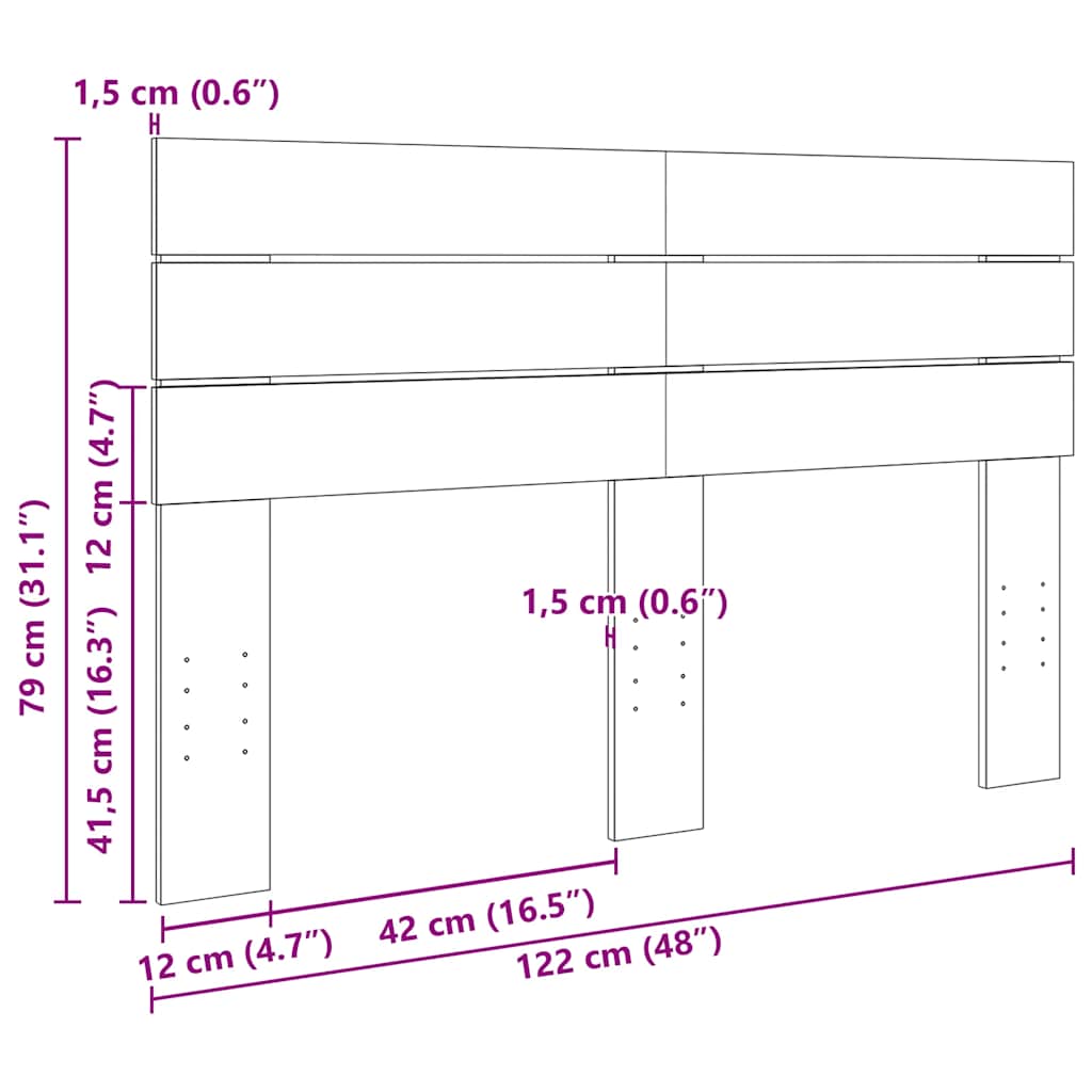 vidaXL Headboard 120 cm Solid Wood Oak