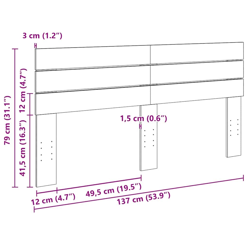 vidaXL Headboard 135 cm Solid Wood Oak