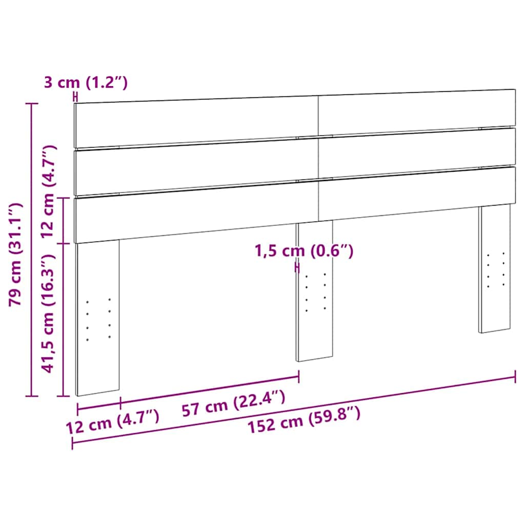 vidaXL Headboard 150 cm Solid Wood Oak
