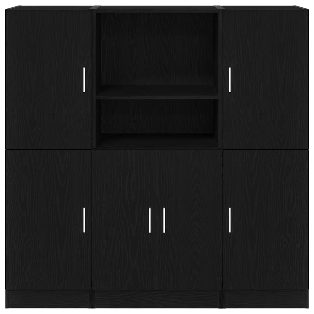 vidaXL 3 Piece Kitchen Cabinet Set Black Engineered Wood