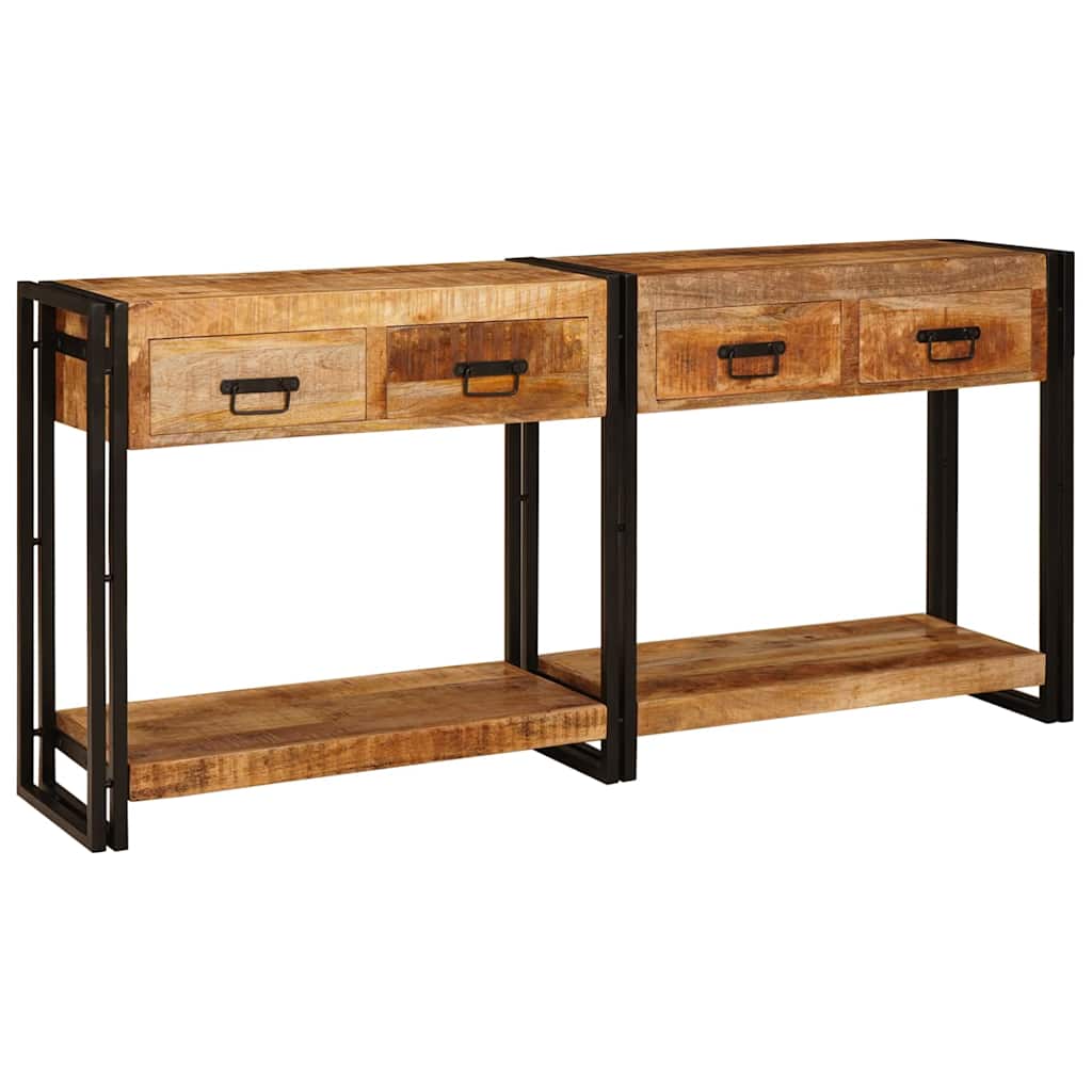 vidaXL Console Tables 2 pcs Brown 161 x 33 x 75 cm Solid Mango Wood