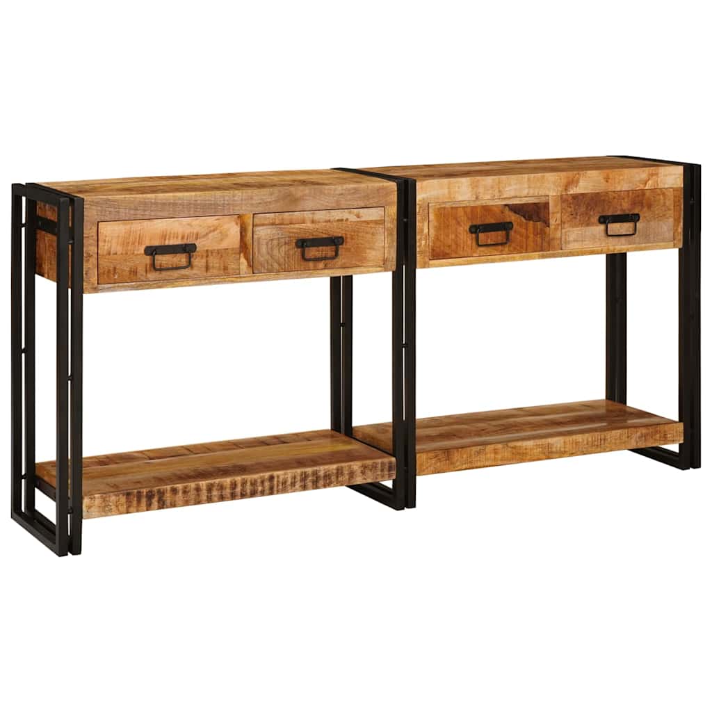 vidaXL Console Tables 2 pcs Brown 161 x 33 x 75 cm Solid Mango Wood