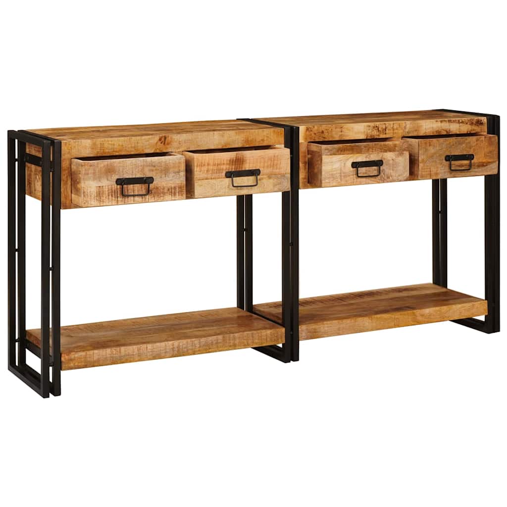 vidaXL Console Tables 2 pcs Brown 161 x 33 x 75 cm Solid Mango Wood