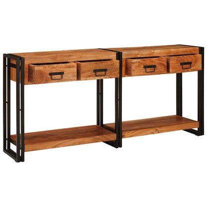 vidaXL Console Tables 2 pcs Brown 161 x 33 x 75 cm Solid Acacia Wood