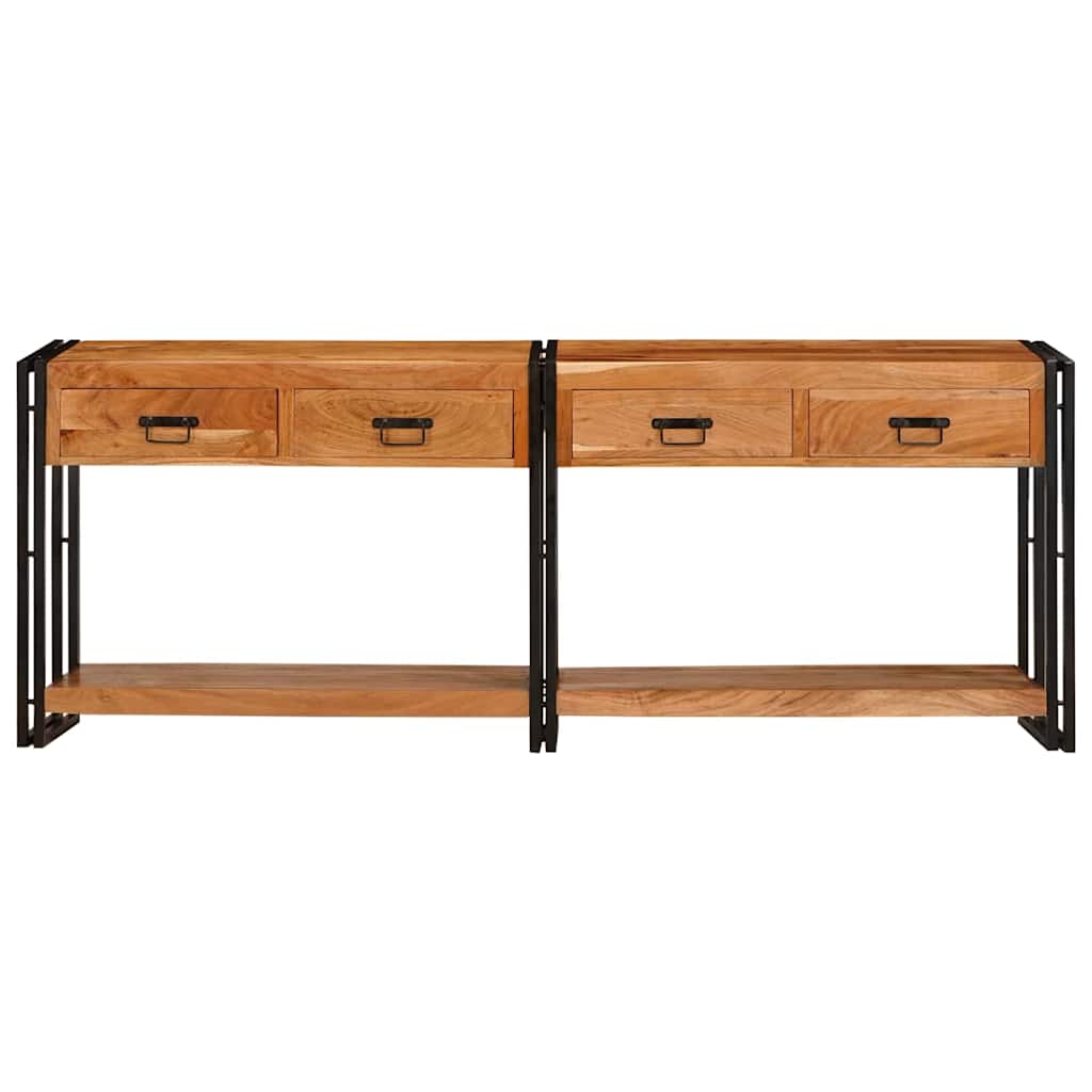 vidaXL Console Tables 2 pcs Brown 200 x 33 x 75 cm Solid Acacia wood
