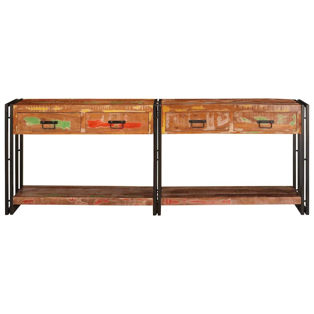 vidaXL Console Tables with Drawer with Shelf Other 2 pcs Multicolour Solid Reclaim wood