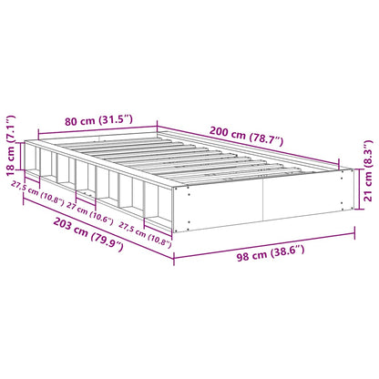 vidaXL Bed Frame | Oak | Solid oak wood | Single | Bed Frame | Rectangular