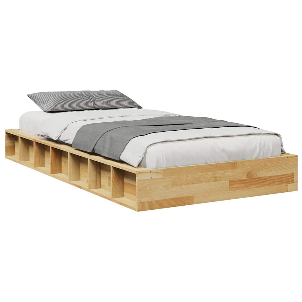 vidaXL Bed Frame | Oak | Solid Oak Wood, Plywood | Single | Bed Frame
