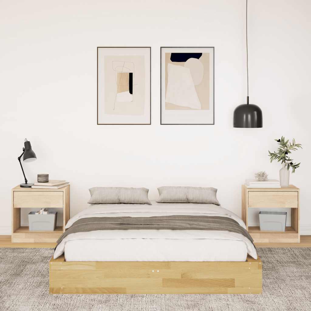 vidaXL Bed Frame | Oak | Solid Oak wood | Double | Storage | Bed Frame