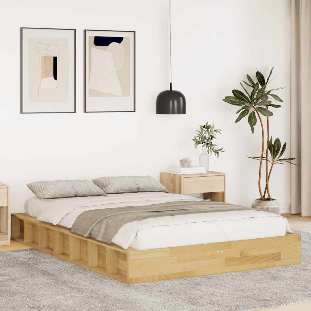 vidaXL Bed Frame | Oak | Solid Oak wood | Double | Storage | Bed Frame