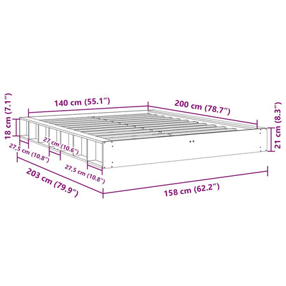 vidaXL Bed Frame | Oak | Solid Oak Wood, Plywood Slats | Double | Bed Frame