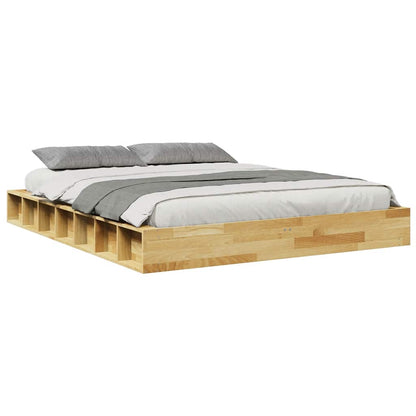 vidaXL Bed Frame | Oak | Solid oak wood, Plywood | Double | Storage | Bed Frame