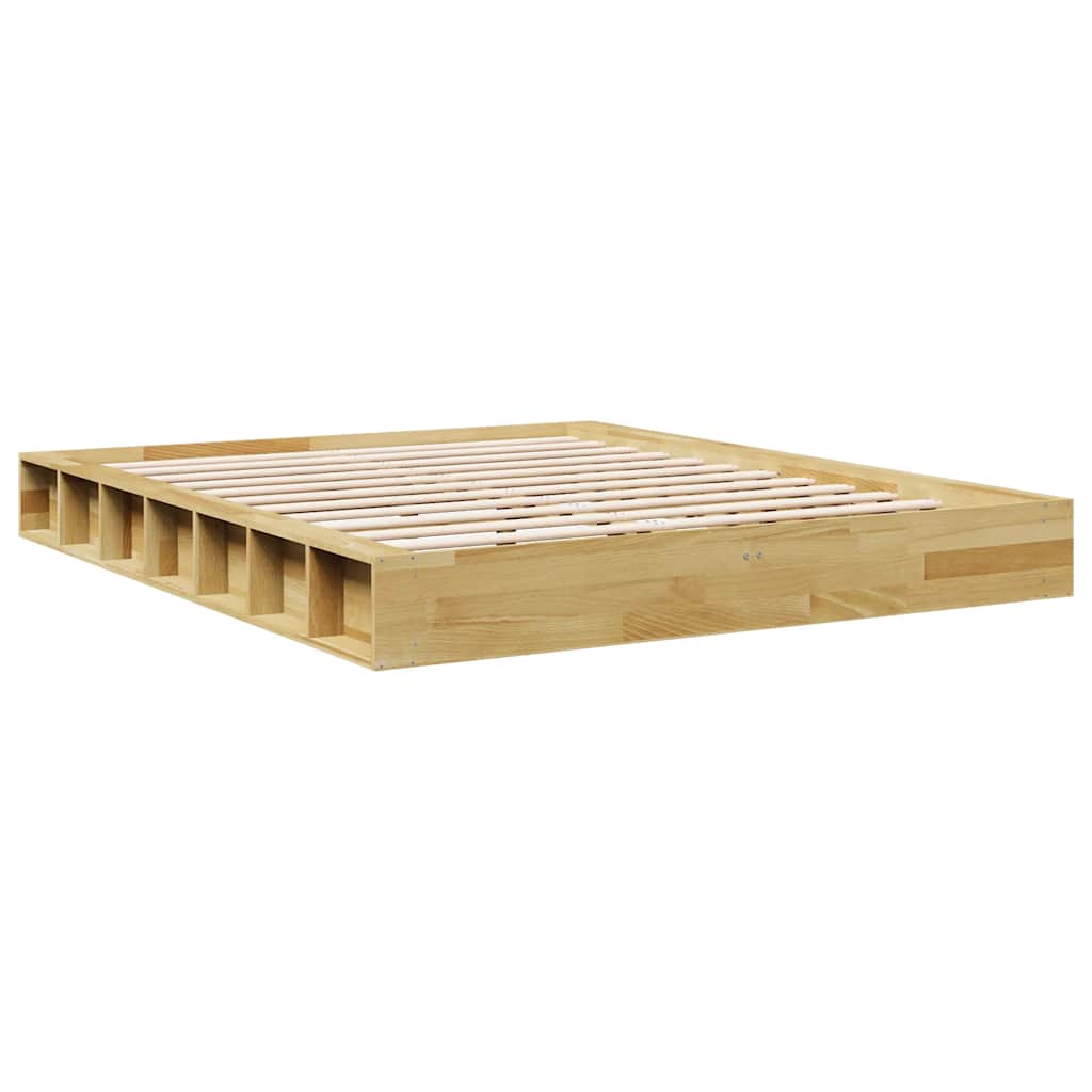vidaXL Bed Frame | Oak | Solid oak wood, Plywood | Double | Storage | Bed Frame