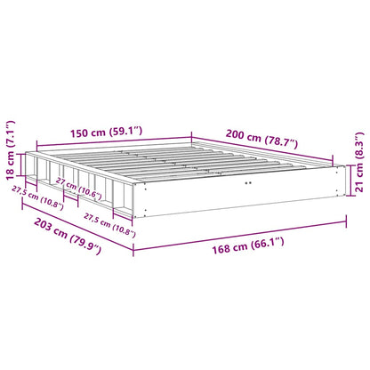vidaXL Bed Frame | Oak | Solid oak wood, Plywood | Double | Storage | Bed Frame
