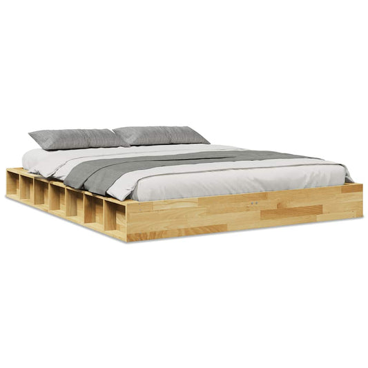 vidaXL Bed Frame | Oak | Solid oak wood, Plywood | Double | Bed Frame